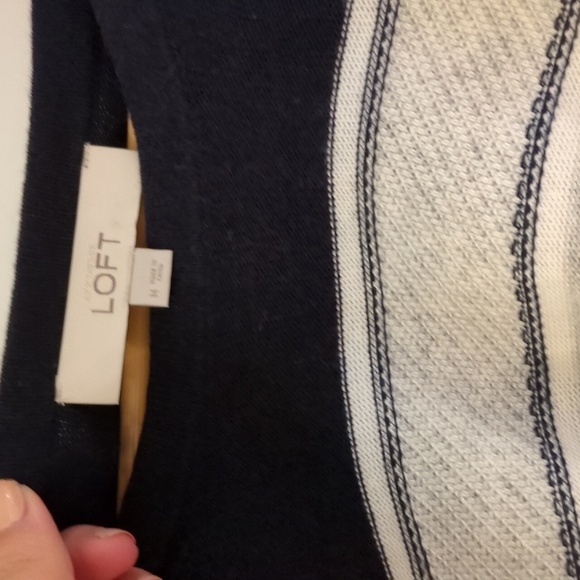 Loft oversized lagenlook Cotton Wool Blend Navy And White sweater tunic - Picture 7 of 9